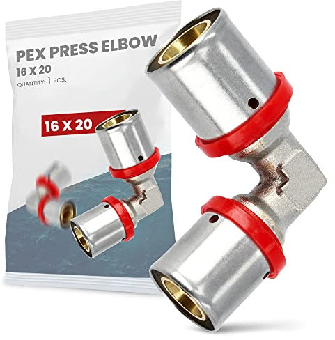 Winkelverbinder PEX-Pressfittings 16 x 20 Heizung Sanitärsysteme Messing Stahl EPDM O-Ringe Perfekte Dichtigkeit Heizungs- Sanitär- Trinkwasserinstallation