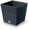 URBNLIVING Square Modern Grain Look Planter Low Flower Plant Pot Indoor Outdoor Garden Decor Contemporary (Anthracite)