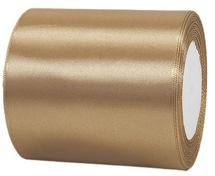 22m Satinband Geschenkband Champagner Gold 100mm Breit,Auto Seidenband Gold Dick Schleifenband Satin Dekoband Geschenkverpackung Deko Band Stoffband für Halloween Weihnachten Hochzeit Taufe Geburtstag
