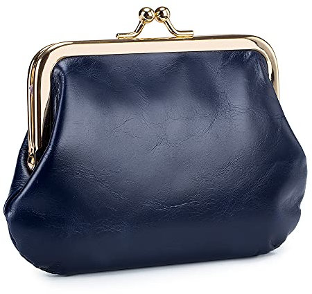 TIANHONGDAISHU Einfache Schaffell Kleine Ultradünne Frauen Brieftasche Geldbörse Weiche Echtes Leder Clip Multifunktions Praktische Tasche Weibliche Karte Halter Kupplung Schlüssel Fall, dunkelblau,
