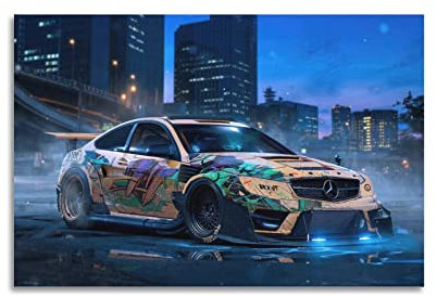 Sportwagen-Poster für AMG C63 Rennauto-Poster, dekoratives Gemälde, Leinwand, Wandposter und Kunstbild, modernes Familien-Schlafzimmer, Dekoration, Poster, 30 x 45 cm