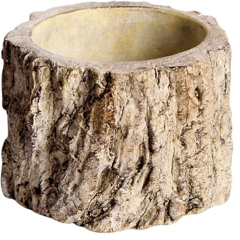 GANAZONO 1 Pc Pot De Fleurs en Écorce Artificielle Écorce Ciment Fleur Jardinières Succulentes en Bois Flotté Mini Jardinière Pot De Fleur en Ciment Cylindre Pot-Vase Plante Baignoire