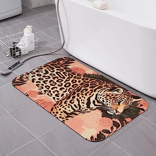 BONDIJ Kieselgur Badematte, rutschfeste schnell trocknende Badezimmermatte, weiche super saugfähige Bodenmatte gestreifte Leopardenmuster Büro-Fußmatte