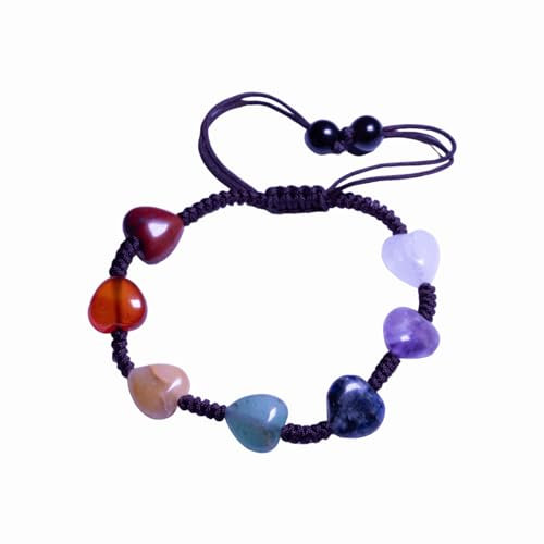 Venidi 7 Chakra Armband mit Herz-Edelsteinen – Handgefertigt, Spiritueller Schmuck für Balance und Heilung, Premium-Qualität, Perfekt für Meditation und Yoga