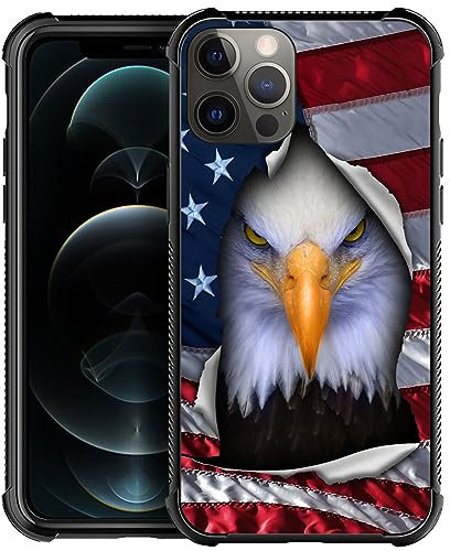 DAIZAG Hülle Kompatibel mit iPhone 12/12 Pro Amerikanische Flagge Adler Handyhülle Stoßfest Weich TPU Handyhülle Cover Case für iPhone 12/12 Pro
