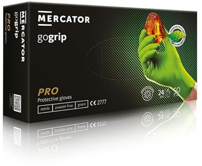 GEGRIP Einweghandschuhe, Einmalhandschuhe extra stark, Nitrilhandschuhe , 3x dicker, Handschuhe Einweg mit Diamant Grip, Arbeitshandschuhe,Industrie&Montage, versch. Farben,50 Stk/Box (Grün, L)
