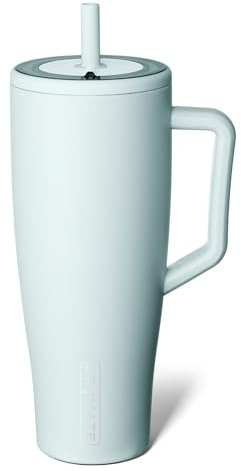 BrüMate Era Trinkbecher mit Griff und Strohhalm, 100 % auslaufsicherer, isolierter Becher mit Deckel und Strohhalm, aus Edelstahl, Becherhalterfreundlicher Boden, 1,2 l, blaue Agave