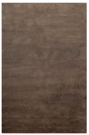 Homie Living Vielseitiger Kurzflor Wolle Teppich flexibel einsetzbar in Allen Räumen - Campino (70 x 140 cm, braun)