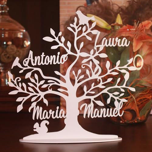JR Maderas Arbol de la Vida Personalizado con Caja Regalo para Decoracion del Hogar - Adornos Pared Salon - Arbol Genealógico - Hecho 100% de Madera - Idea Original para Regalar Mujer y Hombre.