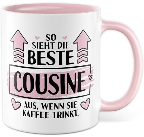 Tasse Cousine Geschenk So sieht die beste Cousine der Welt aus, wenn sie Kaffee trinkt, Kaffeetasse Cousin Tante Onkel, Geschenkidee Mädchen Familie Verwandtschaft Kaffee-Becher