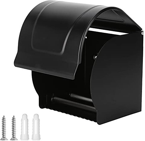 Toilet Paper Holder, Waterproof Black Toilet Paper Holder Stand Aluminum Alloy Toilet Paper Roll Holder Cat Dog Proof Toilet Tissue Holder for Bathroom