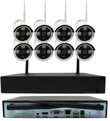 RVT Security - Kit Wifi 8 Telecamere Bullet Full HD con Audio alta distanza (Senza Hard disk)