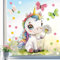 Sunnywall Fensterbild Fensterdeko Einhorn Pusteblume Fensteraufkleber statisch selbstklebend beidseitiger Druck Aufkleber Fenstersticker WIEDERVERWENDBAR A3