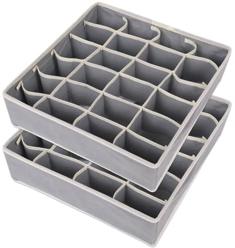 Aufbewahrungsboxen für Socken und Unterwäsche, 2 Stück Zellen Faltbare Boxen Faltbox, Drawer Dividers Schubladen Organizer Stoffboxen zum Aufbewahren von Socken Hanfasche