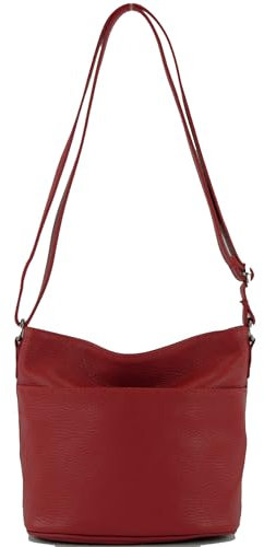 modamoda de T198 kleine Damen Leder Umhängetasche Schultertasche handmade in Italy, Farbe:Rubinrot
