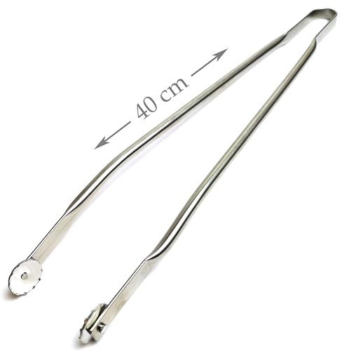 Grillup Pince Barbecue INOX à roulettes-Taille 40cm - pour Cuisine, Barbecue et plancha - Qualité Professionnelle - Fabriqué en France