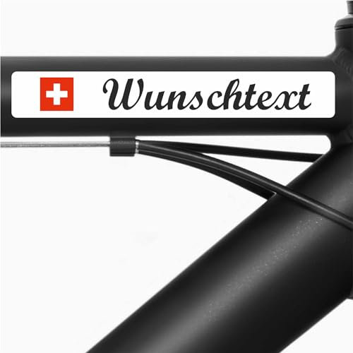 INDIGOS UG 13 Adesivi per Biciclette con Nome - Bandiera Liscia - Svizzera- Adesivo con Nome e Testo Desiderato - Bicicletta - Casco - Moto - Personalizzato Individualmente