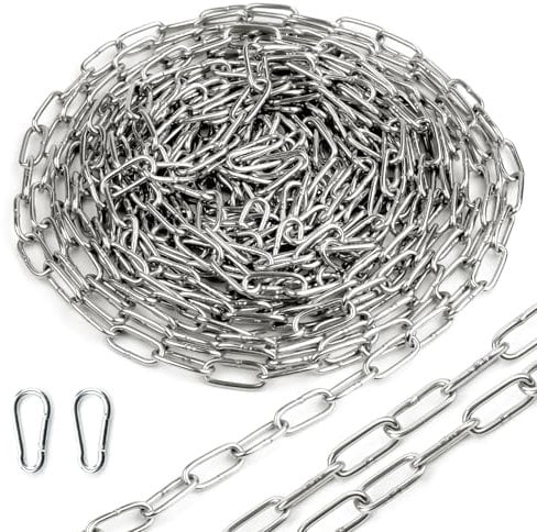 Ziamzra Gliederkette Meterware Edelstahlkette 10 M 3 mm Kette Metall Stahlkette Gliederketten Verlängerungskette Rundstahlkette Ankerkette für Hundekette Schaukeln Ketten Ankerkette Hängesessel