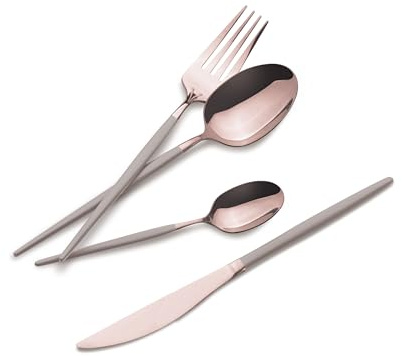 Berlinger Haus Set di posate in acciaio inox, 24 pezzi, colore tortora lucidato, oro rosa, elegante, di alta qualità ed elegante