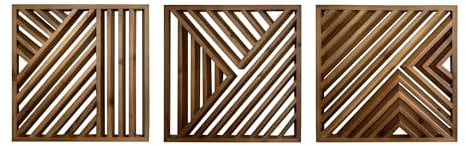 Musanpou Geometrische Wanddekoration aus Holz, Lattenholz-Design, Wandskulptur, 3er-Set, Wandkunst, Boho, Badezimmer, Schlafzimmer, Wohnzimmer, rustikale Heimdekoration