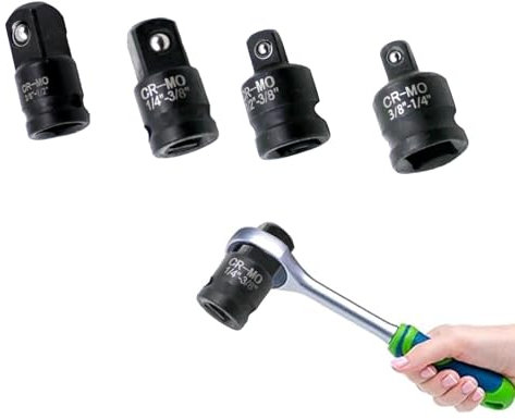 IUSOT 4 Stück Stecknuss Adapter Set,Adapter 3/8 Auf 1/2, Adapter 1/2 Auf 3/8, 3/8 Auf 1/4, 1/4 Auf 3/8 Adapter, Reduzierung 1/4 Auf 1/2 für Ratschen und Steckschlüsseln, Robustes Chrom-Vanadium-Stahl