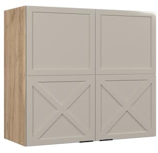 Vicco Küchenglasschrank Fame-Line, GrauBeige, 80 cm, zur Kombination mit weiteren Modulen der Fame-Line Serie