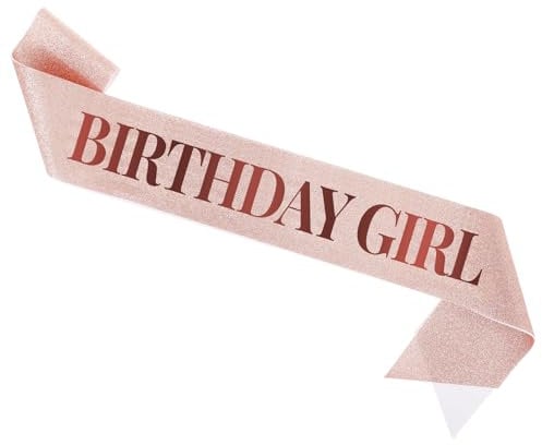 Hariendny Geburtstag Schärpe Roségold Birthday Girl Sash Geburtstagsschärpe Damen Geburtstagszubehör Geburtstagskönigin Schärpe Geburtstag Mädchen