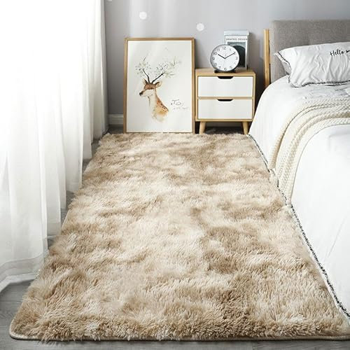 Homesally Shaggy Hochflor Teppich Flauschig rutschfest Waschbar Moderne Deko Teppich für Schlafzimmer, Wohnzimmer,Khaki,200cm×300cm