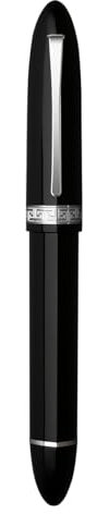 erofa Majohn V60 - Penna stilografica triangolare a stantuffo, pennino fine, in resina nera e argento, per ufficio, con confezione regalo