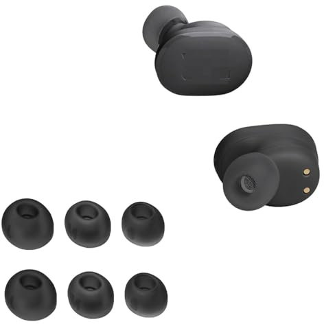 Ersatz Silikon Ohrstöpsel kompatibel mit JBL Tune Buds, Ersatzpolster In-Ear Ohrpolster Kopfhörer Aufsätze,6 Stück Polster (Black)