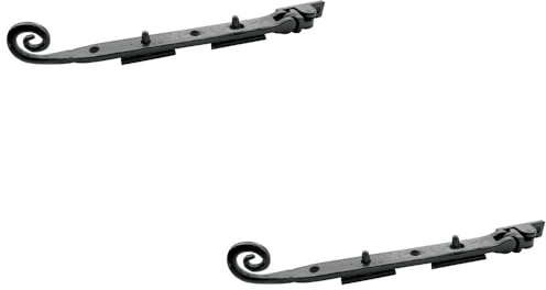2 Pack Antique Black Curly Tail Casement Stays - 300mm Classic Design - Window Peg Bar
