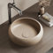 EMKE Aufsatzwaschbecken – Rundes Waschbecken aus Keramik, 36 x 36 x 12 cm, Aufsatzmontage, Beige matt, ideal für Bad und Gäste-WC