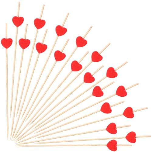 CREATCABIN 100 pieza Palillos de bambú para cócteles Brochetas de bambú Palillos de dientes de fruta para aperitivos Palillos de comida hechos a mano Brocheta de cóctel con nudo en bucle para bocadill