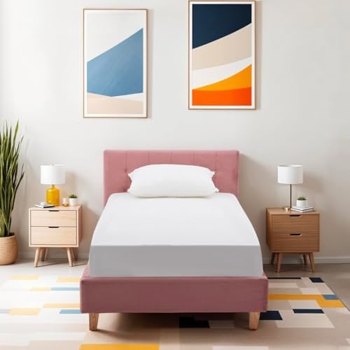HOMIFAB Lit Adulte 90x190 cm avec tête de lit capitonnée en Velours Vieux Rose - Milo