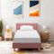 HOMIFAB Lit Adulte 90x190 cm avec tête de lit capitonnée en Velours Vieux Rose - Milo