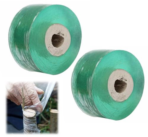 vcsjw 2 Rolle Veredelungsband,Pfropfband Selbstklebend 100 m x 3 cm,Veredelungsband für Obstbäume,Transparent Pfropfband,Feuchtigkeit Barriere Pflanze Baum Reparaturband,für Obstbäume im Obstgarten