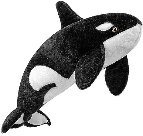 RLOMUTE 15.7 Zoll Schwarz Killerwal-Plüschtier Wal Schwertwal Meerestiere Tierspielzeugkissen kuscheliges Begleiter Schlafzimmer Heimdekoration Sammlergeschenk für Kinder Jungen Mädchen