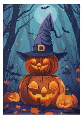 Home Garden Flaggen, Treat Or Trick Fun Party Feier Hintergrund, Banner Doppelseitiger Druck für Rasen Bauernhaus Bauernland Outdoor Haus Dekoration 30,5 x 45,7 cm