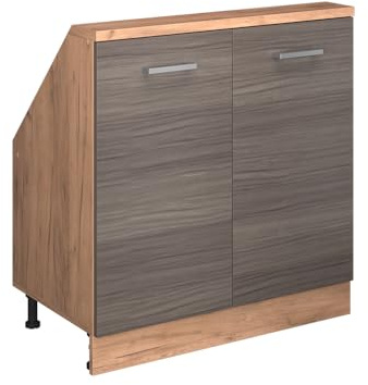 Vicco Mobile cucina sottotetto R-Line, Grigio nobile/rovere dorato, 80 cm con 2 porte
