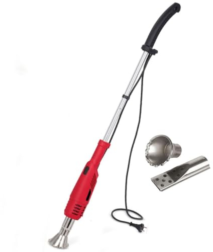 Tragbarer elektrischer thermischer Unkrautvernichter, 2000 W, professioneller Garten-Unkrautbrenner mit 2 Düsen, Unkrautvernichter-Gartengeräte, maximale Temperatur 650 °C, for Gartenterrassen(Red)