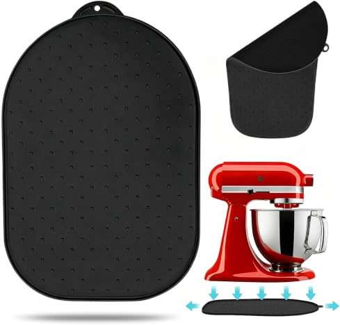 Mixer Slider Mat for KitchenAid Stand Mixer, Upgraded Silicone Sliding Mat for 5-8 Qt Bowl-Lift Professional & Tilt-Head Stand Mixer Accessories - Rugged & Easy Moving & Countertop Protection - Black