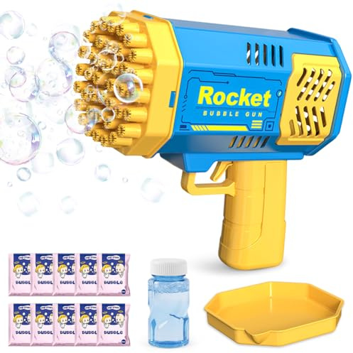 Pistola Bolle di Sapone, Macchina automatica per Bambini, Macchina per Bambini, Feste di Compleanno, Pasqua, Bolle Automatica, Estate - Blu