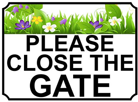 Shawprint PLEASE CLOSE THE GATE METAL SIGN FLOWER THEME 200MM X 150MM (145H1) (6” x 4” (150mm x 115mm))