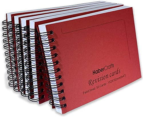 Revision Cards Flash Cards Revision Book Study Cards Que Cards Book Record Card Lined Flash Cards For Spiral Bound Flashcards For Exams Thick 140gsm A6 6x4 Notebook Ruled Block (5 Bücher - 250 Blatt)