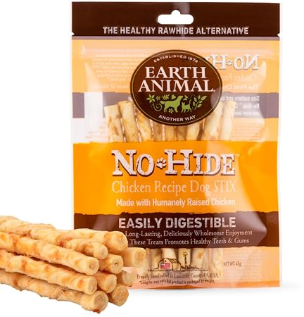 Earth Animal No-Hide® Chicken Stix (10 Cat and Dog Chews Per Pack) | Natural Dog Treats for Small Dogs (<5 kg), Easily Digestible, Supports Healthy Teeth & Gums, Rawhide Free