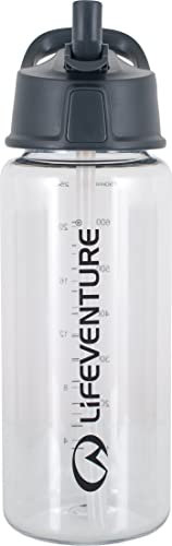 Lifeventure Flip-Top BPA Free Tritan Non-Toxic Sports Water Bottle With Straw And Measuring Scale 750ml - Ideal For Gym And Sports - Clear