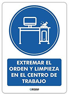 Pack 5 Señales de Medidas de Higiene y Seguridad | Extremar Orden y Limpieza | Medida 14,85x21cm | Señaletica en Material PVC de 3mm | Duradera y Económica