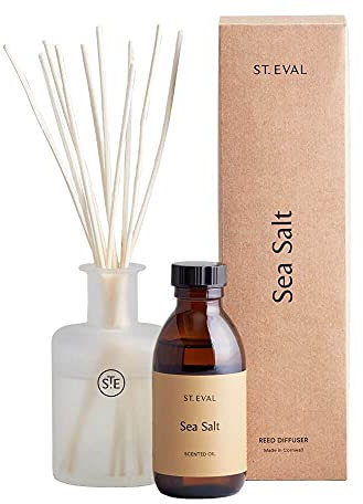 St. Eval Sea Salt - Scented Reed Diffuser Set - A Unique and Elegant Fusion of Fresh Marine Scents with Salty Accords and Floral Notes on a Bed of Musk - 150 ml