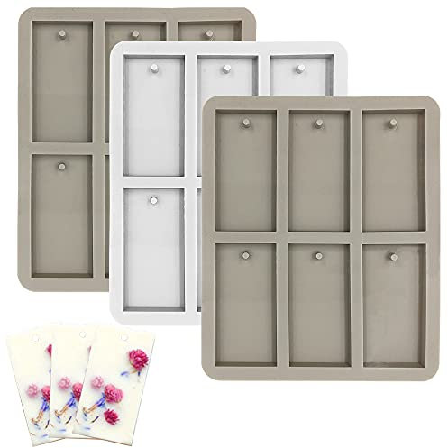 3 Stück Silikon-Wachsformen, AIFUDA rechteckige Silikonharzformen mit Loch zum Aufhängen, Weihnachten, Wachsform, für DIY-Schmuck, DIY-Anhänger, Halskette, Basteln