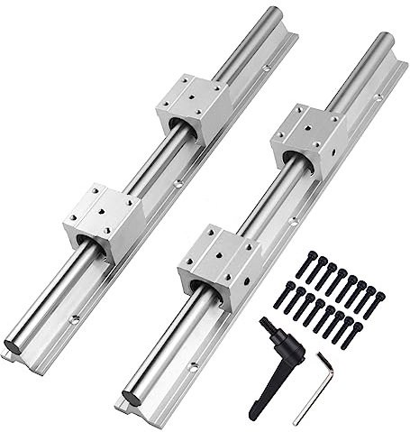 CNCYEAH Linearschiene Führungsschiene, 2 Stück Linearschiene 300 mm Linearlager-Gleitset mit 2 Linearführungswellen und 4 SBR20UU Lagerblöcken, Führungsschienenset für Drehmaschinen(SBR20-300mm)